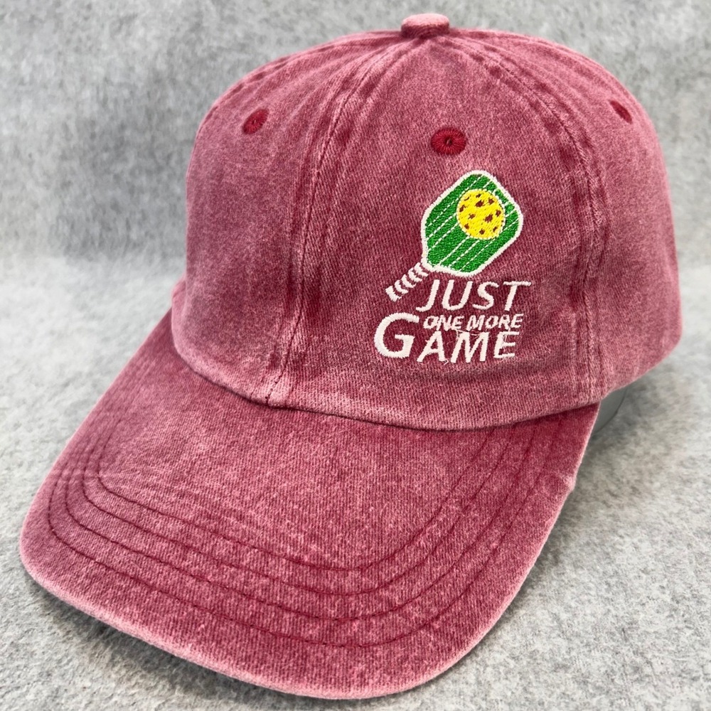 Just One More Game Mens Red Unbranded Pickleball Dad Hat Washed Cotton OSFM